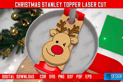 Christmas Stanley Topper | Stanley Cup Gift Tag | Tumbler Tag | Stanley Cup Accessories | CNC File SVG Fly Design 