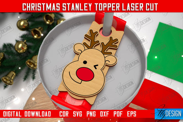 Christmas Stanley Topper | Stanley Cup Gift Tag | Tumbler Tag | Stanley Cup Accessories | CNC File SVG Fly Design 