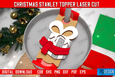 Christmas Stanley Topper | Stanley Cup Gift Tag | Tumbler Tag | Stanley Cup Accessories | CNC File SVG Fly Design 