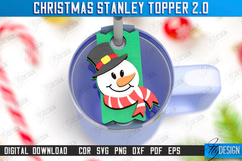 Christmas Stanley Toppers Laser Cut Bundle | Stanley Cup Gift Tag | Tumbler Tag | Stanley Cup Accessories | CNC Files SVG Fly Design 