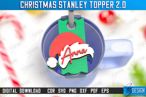 Christmas Stanley Toppers Laser Cut Bundle | Stanley Cup Gift Tag | Tumbler Tag | Stanley Cup Accessories | CNC Files SVG Fly Design 