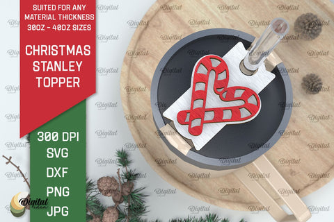 Christmas Stanley Toppers Laser Cut Bundle. Xmas tumbler decor SVG SVG Evgenyia Guschina 