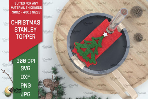 Christmas Stanley Toppers Laser Cut Bundle. Xmas tumbler decor SVG SVG Evgenyia Guschina 