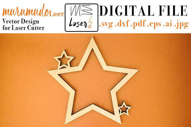 Christmas Star Big Digital Vector File for Laser Cutter. SVG MaramadeLaser 
