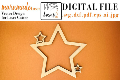 Christmas Star Big Digital Vector File for Laser Cutter. SVG MaramadeLaser 