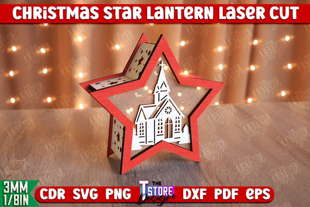 Christmas Star Lantern | 3D Lantern | Night Light | Christmas Décor | CNC File SVG The T Store Design 