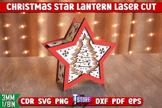 Christmas Star Lantern | 3D Lantern | Night Light | Christmas Décor | CNC File SVG The T Store Design 