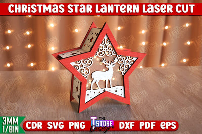 Christmas Star Lantern | 3D Lantern | Night Light | Christmas Décor | CNC File SVG The T Store Design 