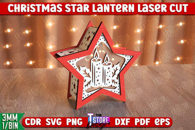 Christmas Star Lantern | 3D Lantern | Night Light | Christmas Décor | CNC File SVG The T Store Design 