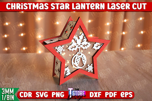 Christmas Star Lantern | 3D Lantern | Night Light | Christmas Décor | CNC File SVG The T Store Design 