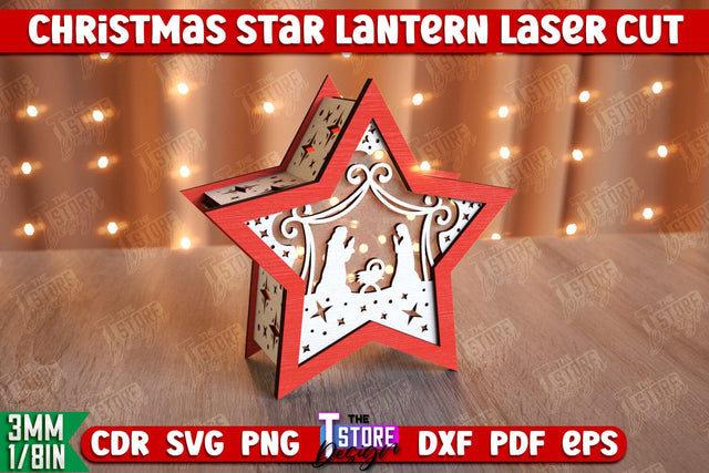Christmas Star Lantern | 3D Lantern | Night Light | Christmas Décor | CNC File SVG The T Store Design 