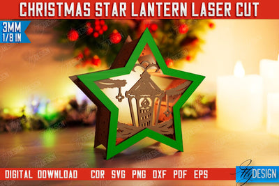 Christmas Star Lantern | 3D Shadow Lantern | Night Light | Christmas Décor | CNC File SVG Fly Design 