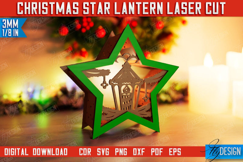 Christmas Star Lantern | 3D Shadow Lantern | Night Light | Christmas Décor | CNC File SVG Fly Design 