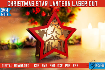 Christmas Star Lantern | 3D Shadow Lantern | Night Light | Christmas Décor | CNC File SVG Fly Design 