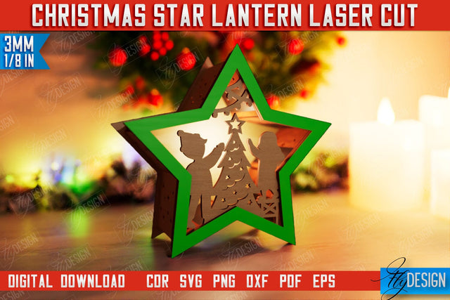 Christmas Star Lantern | 3D Shadow Lantern | Night Light | Christmas Décor | CNC File SVG Fly Design 
