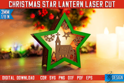Christmas Star Lantern | 3D Shadow Lantern | Night Light | Christmas Décor | CNC File SVG Fly Design 