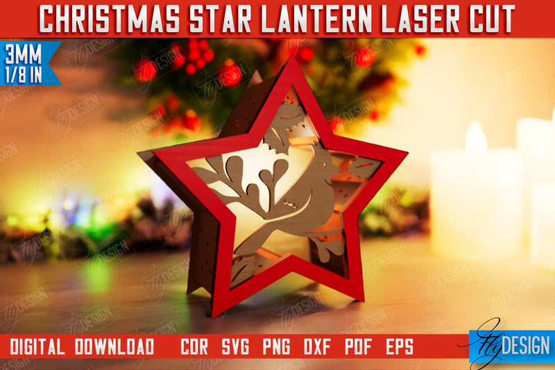 Christmas Star Lantern | 3D Shadow Lantern | Night Light | Christmas Décor | CNC File SVG Fly Design 