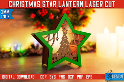 Christmas Star Lantern | 3D Shadow Lantern | Night Light | Christmas Décor | CNC File SVG Fly Design 