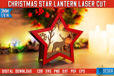 Christmas Star Lantern | 3D Shadow Lantern | Night Light | Christmas Décor | CNC File SVG Fly Design 