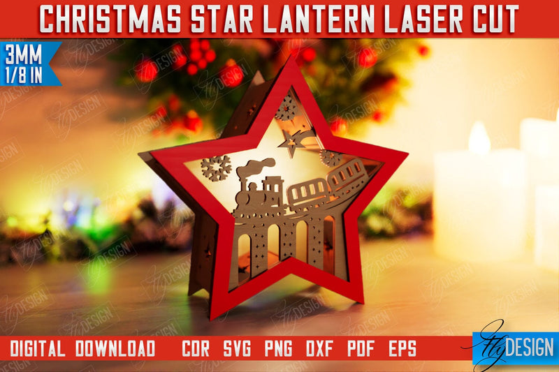 Christmas Star Lantern | 3D Shadow Lantern | Night Light | Christmas Décor | CNC File SVG Fly Design 