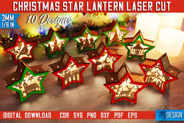 Christmas Star Lantern Bundle | 3D Shadow Lantern | Night Light | Christmas Décor | CNC Files SVG Fly Design 