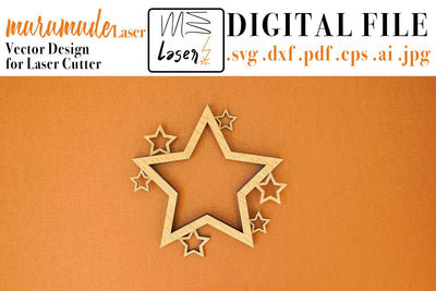 Christmas Star Layered Vector File for Laser Cutter. SVG MaramadeLaser 