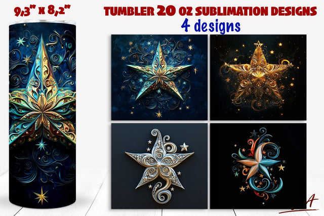 Christmas star tumbler wrap sublimation, 3d Christmas star Sublimation Angelina Semenova 