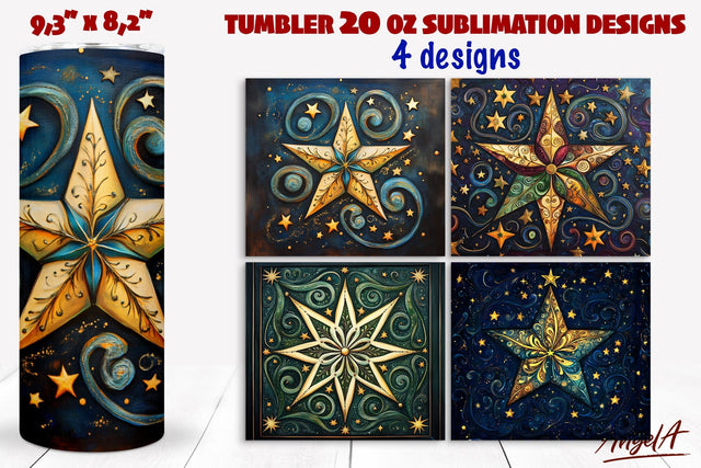 Christmas star tumbler wrap sublimation, 3d Christmas star Sublimation Angelina Semenova 