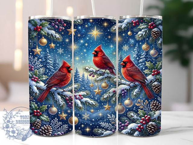 Christmas Starry Cardinals 20oz Tumbler, Christmas Cardinals, Starry Cardinals, Christmas Starry, Starry Cardinal PNG, Cardinal Tumbler PNG, Winter Cardinal, 20oz Tumbler Wrap Sublimation ToriDesigns 