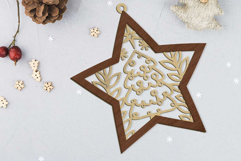 CHRISTMAS STARS ORNAMENTS SET, Decorative Template, Wood Cut and Paper Cut Files SVG LaserCutano 