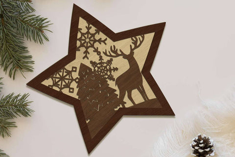 Christmas Stars Ornaments SET, Multilayer Cut Files, Wood Cut and Paper Cut Templates, Laser Cut SVG LaserCutano 