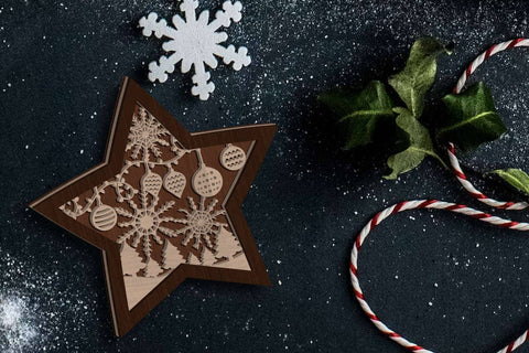 Christmas Stars Ornaments SET, Multilayer Cut Files, Wood Cut and Paper Cut Templates, Laser Cut SVG LaserCutano 