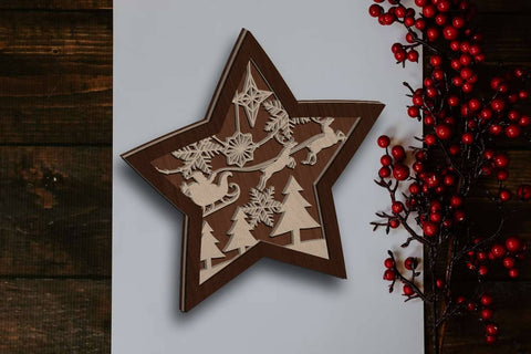 Christmas Stars Ornaments SET, Multilayer Cut Files, Wood Cut and Paper Cut Templates, Laser Cut SVG LaserCutano 