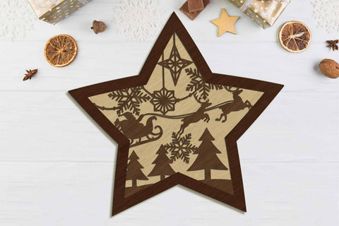 Christmas Stars Ornaments SET, Multilayer Cut Files, Wood Cut and Paper Cut Templates, Laser Cut SVG LaserCutano 