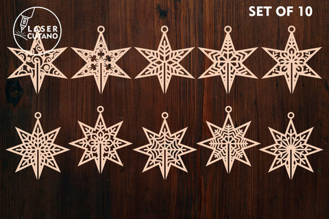 CHRISTMAS STARS Set, 3D Model Home Decor SVG LaserCutano 