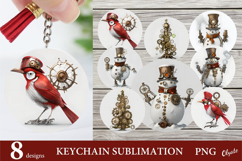 Christmas Steampunk Keychain Sublimation Bundle Sublimation Olga Terlyanskaya 