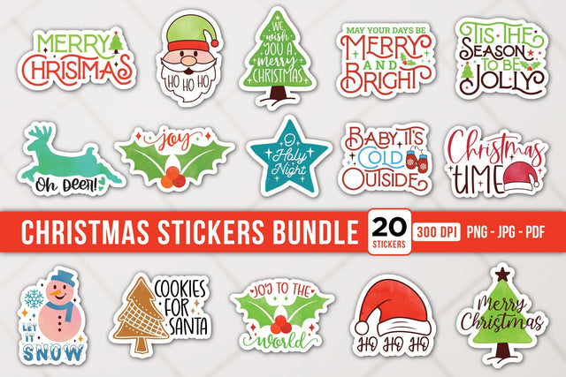 Christmas Stickers Bundle Sublimation CraftLabSVG 