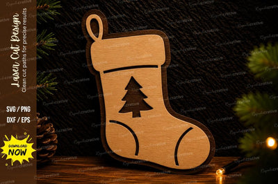 Christmas Stocking Laser Cut SVG Design SVG Regulrcrative 