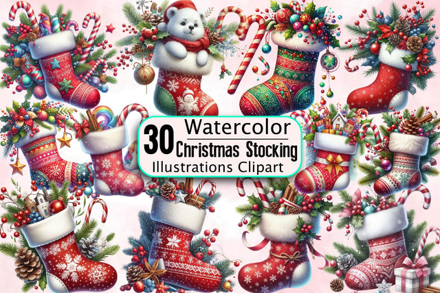 Christmas Stocking Sublimation Clipart Bundle Sublimation SVGArt 