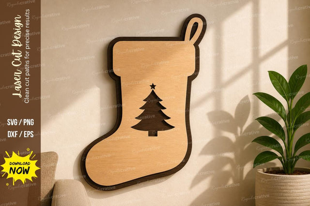 Christmas Stocking Wall Art laser Cut svg Cutting file SVG Regulrcrative 