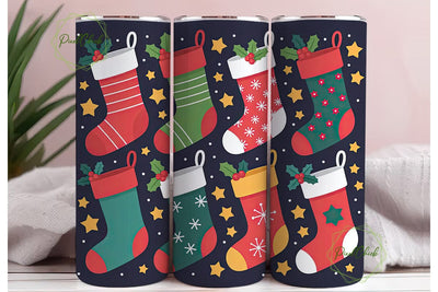 Christmas Stockings 20oz Tumbler Wrap Sublimation PixelChick 