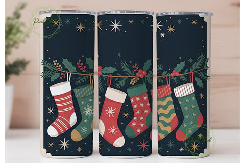Christmas Stockings 20oz Tumbler Wrap Sublimation PixelChick 