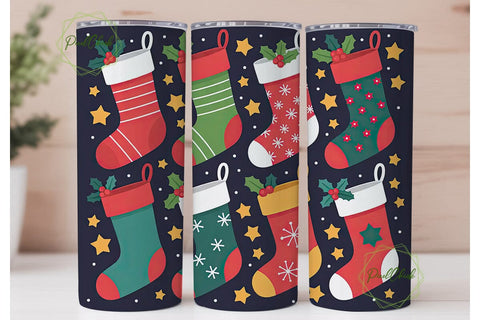Christmas Stockings 20oz Tumbler Wrap Sublimation PixelChick 