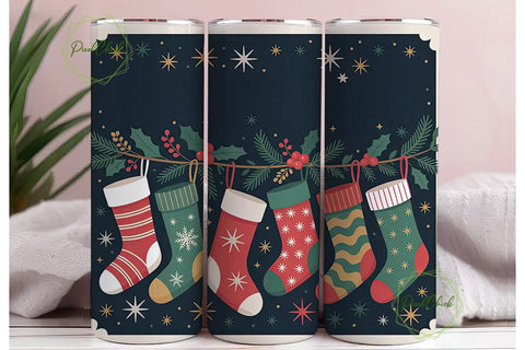 Christmas Stockings 20oz Tumbler Wrap Sublimation PixelChick 