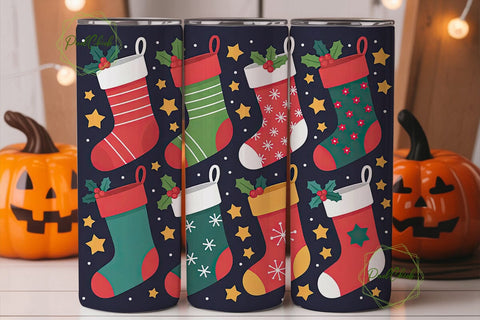 Christmas Stockings 20oz Tumbler Wrap Sublimation PixelChick 