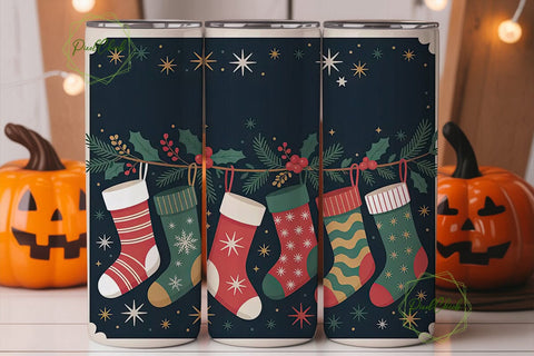 Christmas Stockings 20oz Tumbler Wrap Sublimation PixelChick 