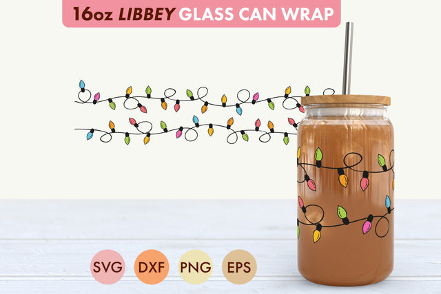 Christmas String Lights SVG PNG 16 oz Libbey Glass Can SVG Freeling Design House 
