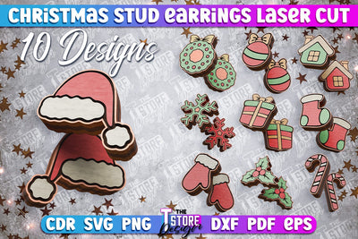 Christmas Stud Earrings Bundle | Jewelry Design | Christmas Gift Idea | CNC File SVG The T Store Design 