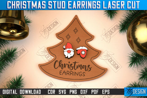 Christmas Stud Earrings Bundle | Jewelry Design | Christmas Gift Idea | CNC Files SVG Fly Design 