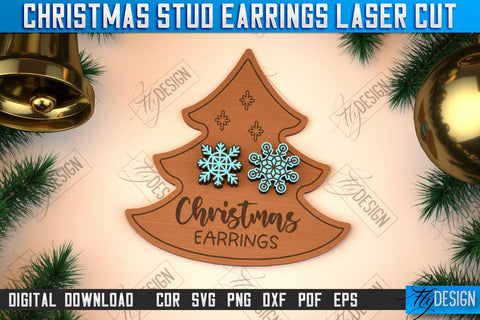 Christmas Stud Earrings Bundle | Jewelry Design | Christmas Gift Idea | CNC Files SVG Fly Design 